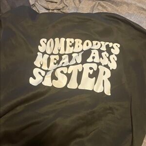 SHEIN Black Hoodie with White Heart 'Sisters' Graphic never worn